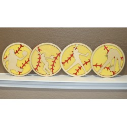 Wooden Round Signs - Softball