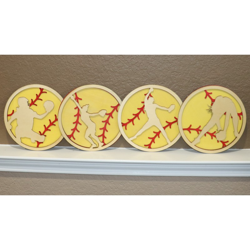 Wooden Round Signs - Softball - Welch Crafters